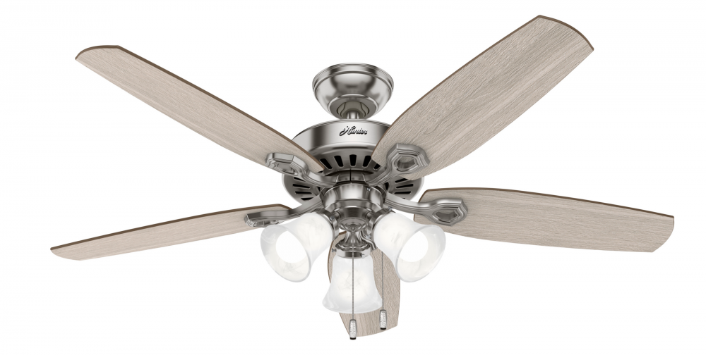 Hunter 52 inch Builder Brushed Nickel Ceiling Fan with LED Light Kit and Pull Chain