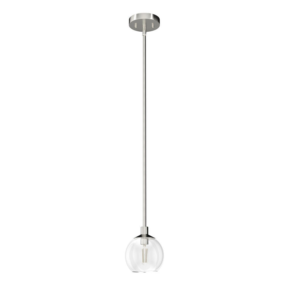 Hunter Xidane Brushed Nickel with Clear Glass 1 Light Pendant Ceiling Light Fixture