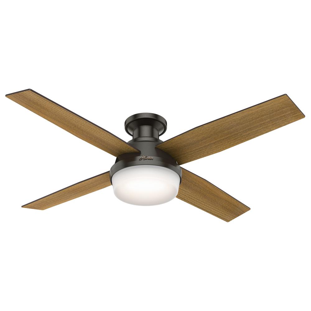 Hunter 52 inch Dempsey Noble Bronze Low Profile Ceiling Fan with LED Light Kit and Handheld Remote