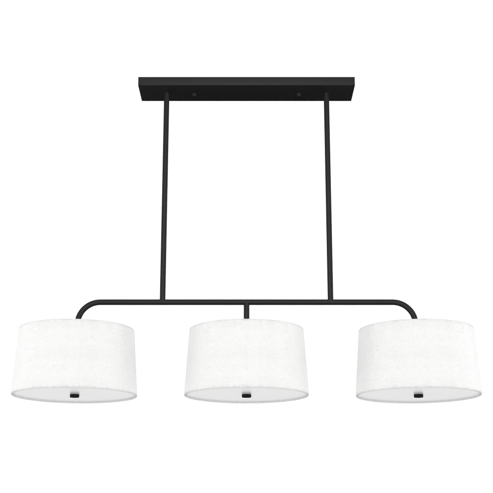 Hunter Cottage Hill Natural Black Iron and Off White Linen with Frosted Glass 6 Light Chandelier Cei