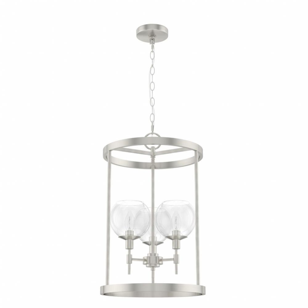 Hunter Xidane Brushed Nickel with Clear Glass 3 Light Pendant Ceiling Light Fixture