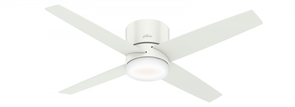 Hunter 54 inch Wi-Fi Advocate Fresh White Low Profile Ceiling Fan with LED Light Kit and Handheld Re