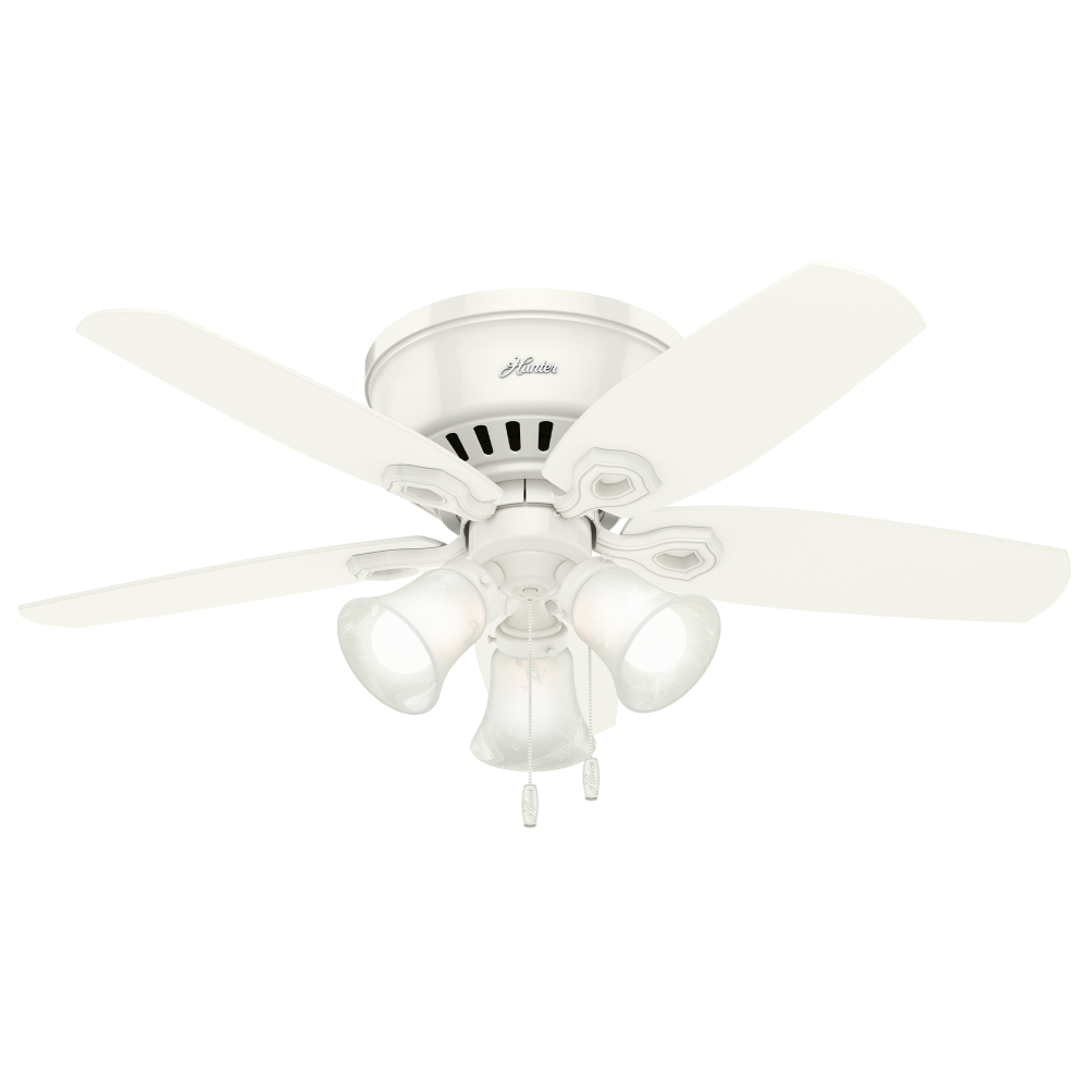 Hunter 42 inch Builder Snow White Low Profile Ceiling Fan with LED Light  Kit and Pull Chain 51090 Valley Supply Co.