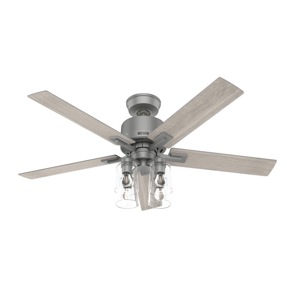 Hunter 52 inch Techne Wi-Fi HunterExpress Matte Silver Ceiling Fan with LED LT Kit & Handheld Remote