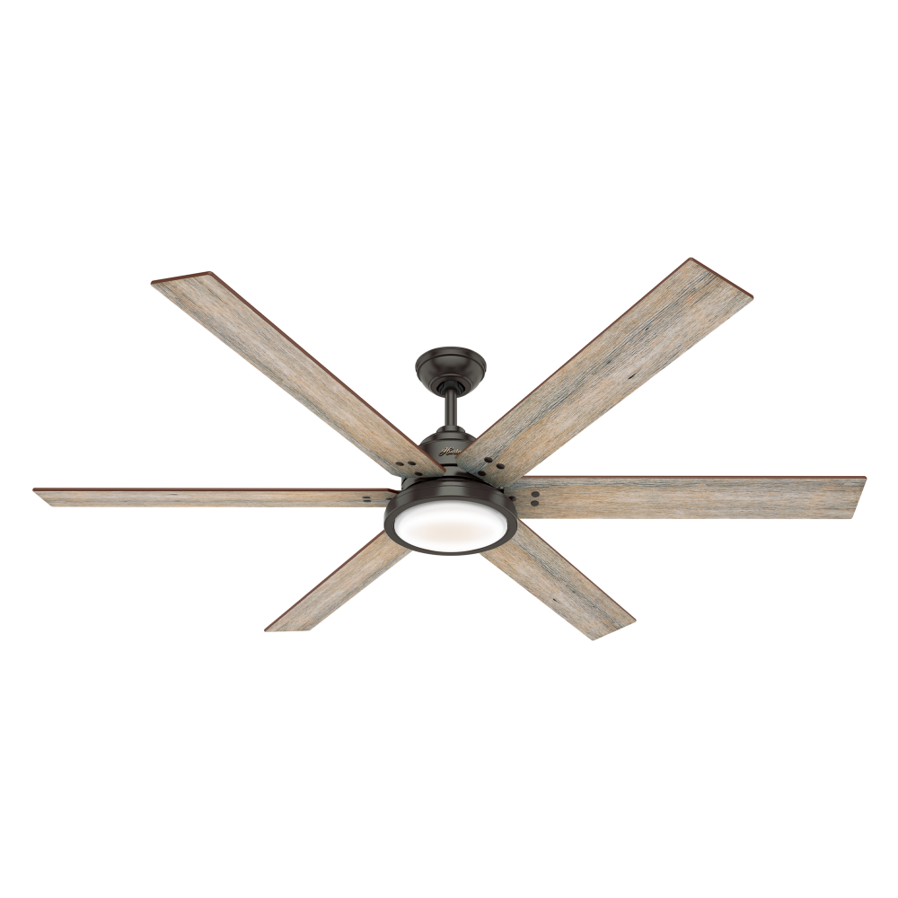 Hunter 70 inch Warrant Noble Bronze Ceiling Fan with LED Light Kit and Wall Control