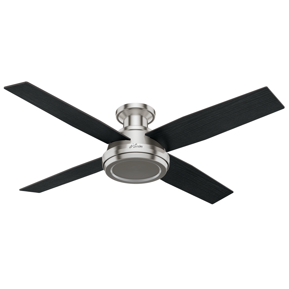 Hunter 52 inch Dempsey Brushed Nickel Low Profile Ceiling Fan and Handheld Remote
