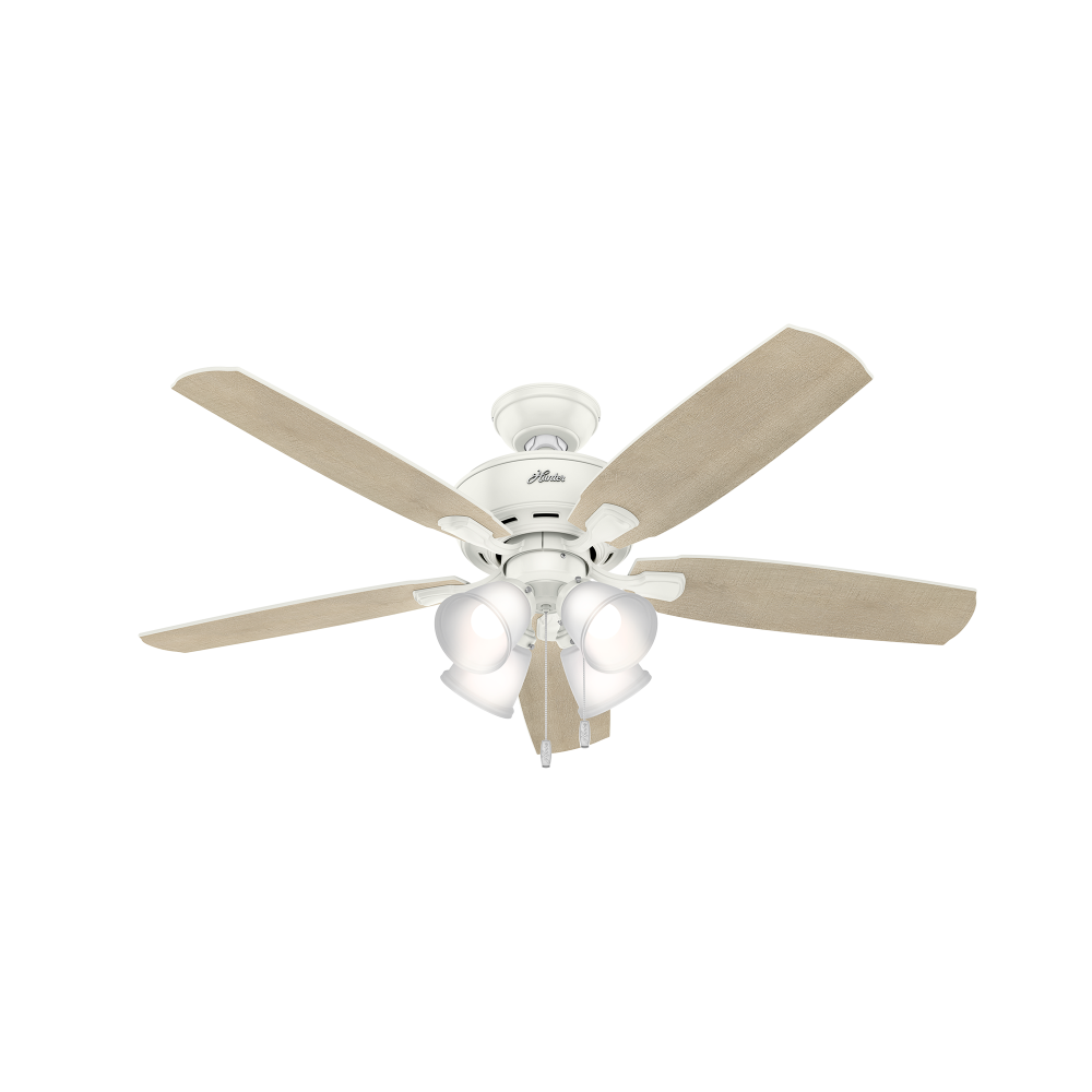 Hunter 52 inch Amberlin Fresh White Ceiling Fan with LED Light Kit and Pull Chain