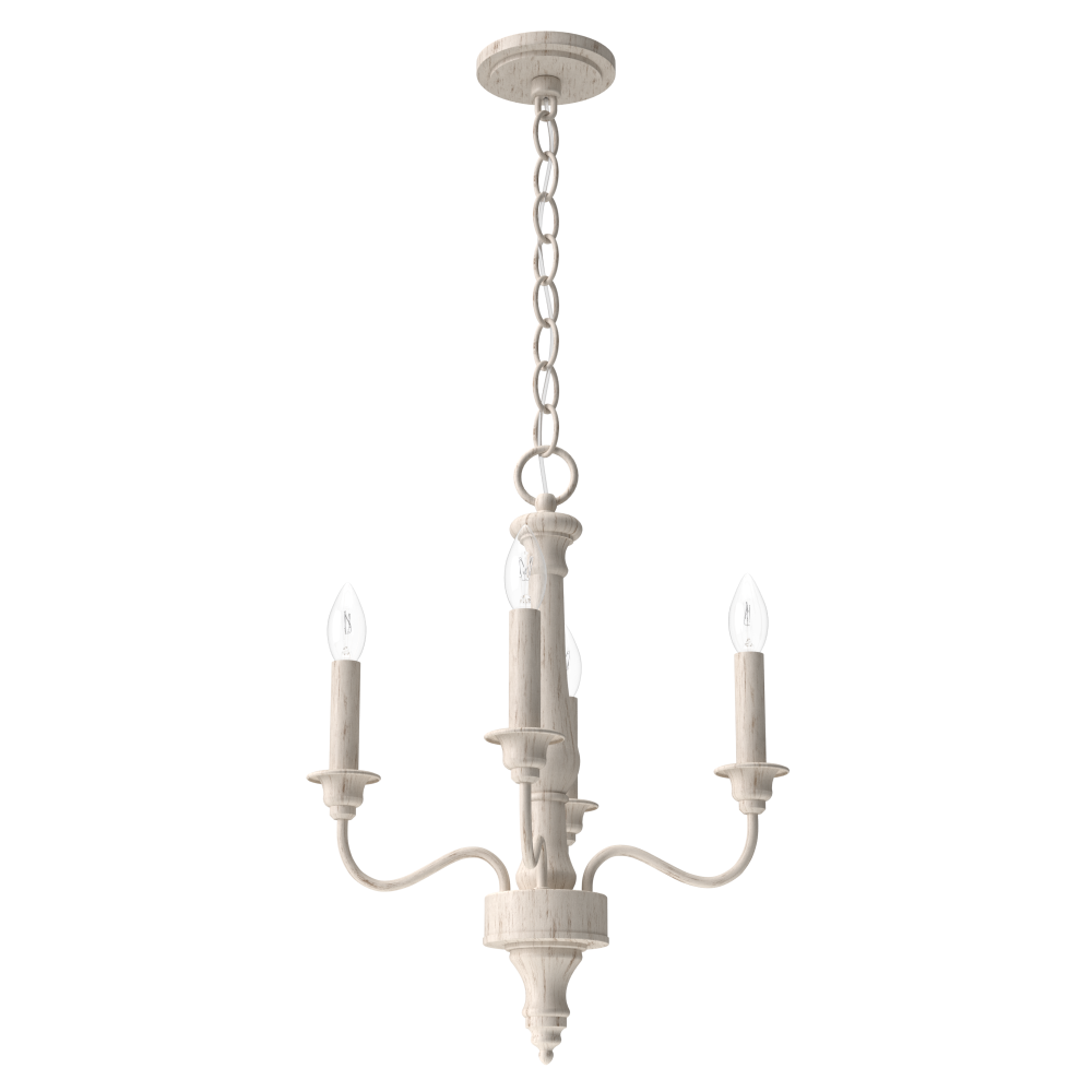 Hunter Teren Distressed White 4 Light Chandelier Ceiling Light Fixture