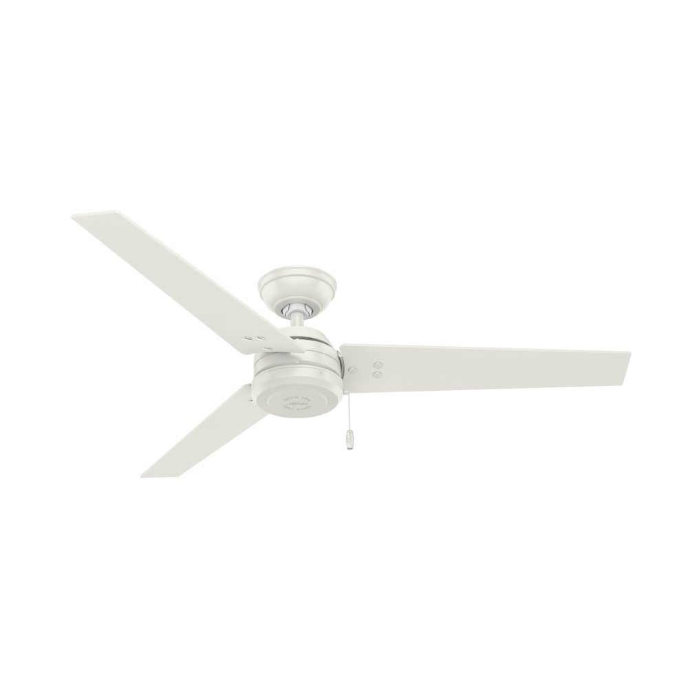 Hunter 52 inch Cassius Fresh White Damp Rated Ceiling Fan and Pull Chain