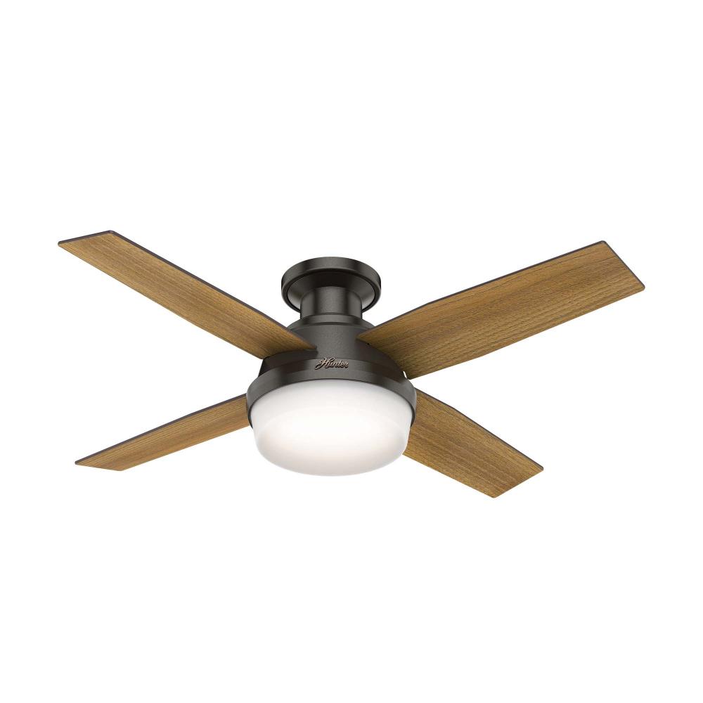 Hunter 44 inch Dempsey Noble Bronze Low Profile Ceiling Fan with LED Light Kit and Handheld Remote