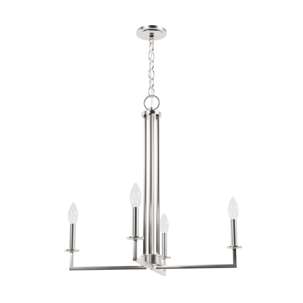 Hunter Bearden Brushed Nickel 4 Light Chandelier Ceiling Light Fixture