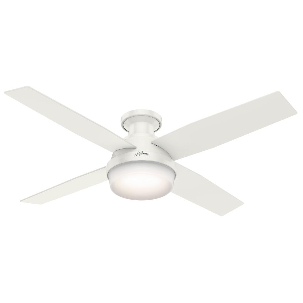 Hunter 52 inch Dempsey Fresh White Low Profile Ceiling Fan with LED Light Kit and Handheld Remote