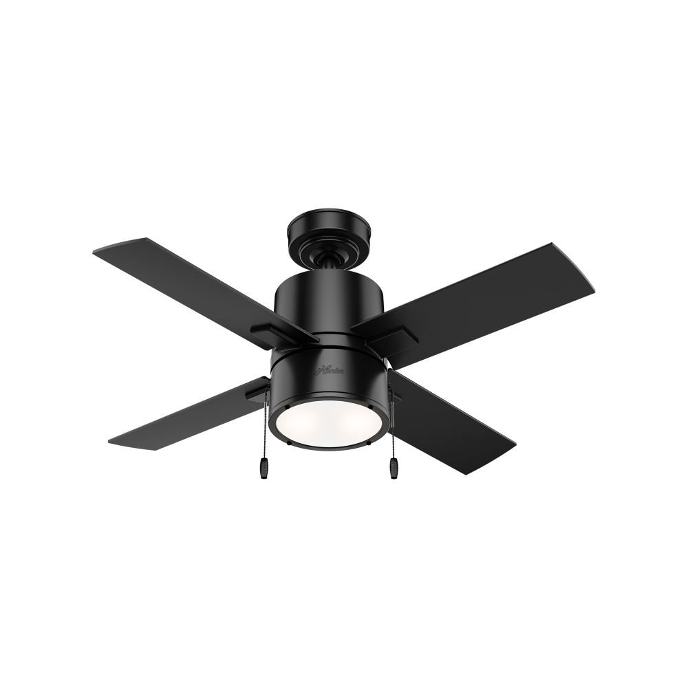 Hunter 42 inch Beck Matte Black Ceiling Fan with LED Light Kit and Pull Chain