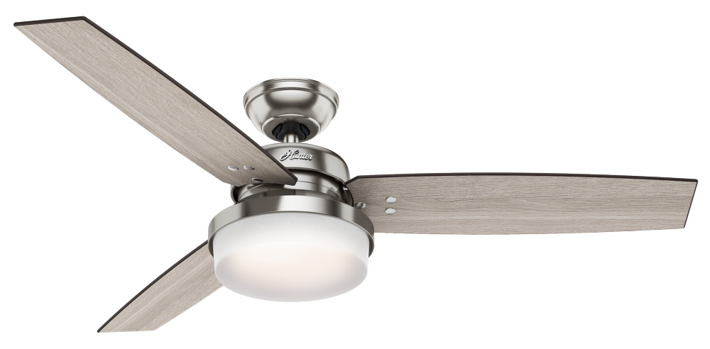 Hunter 52 inch Sentinel Brushed Nickel Ceiling Fan with LED Light Kit and Handheld Remote