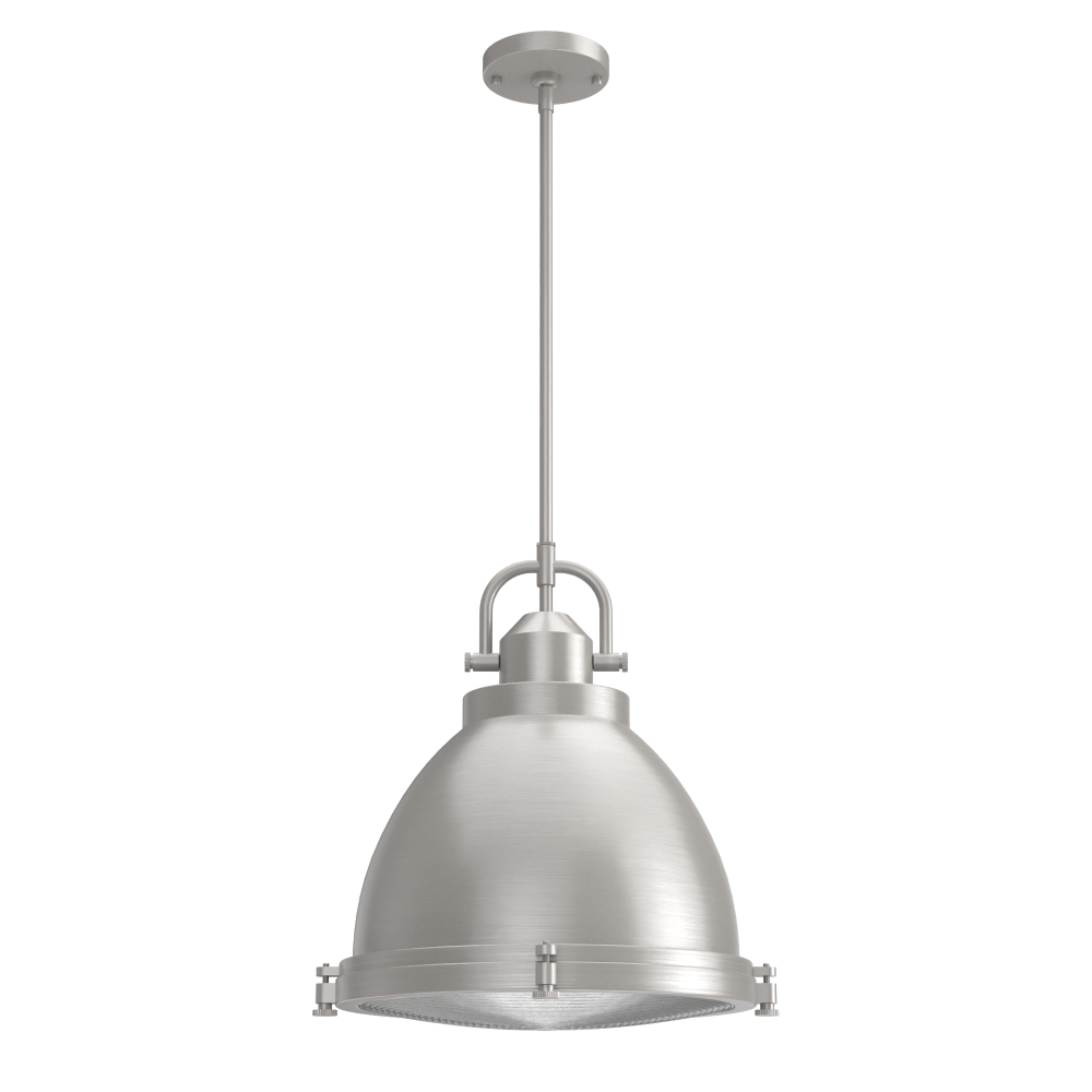 Hunter Bridgemoor Brushed Nickel with Clear Holophane Glass 3 Light Pendant Ceiling Light Fixture