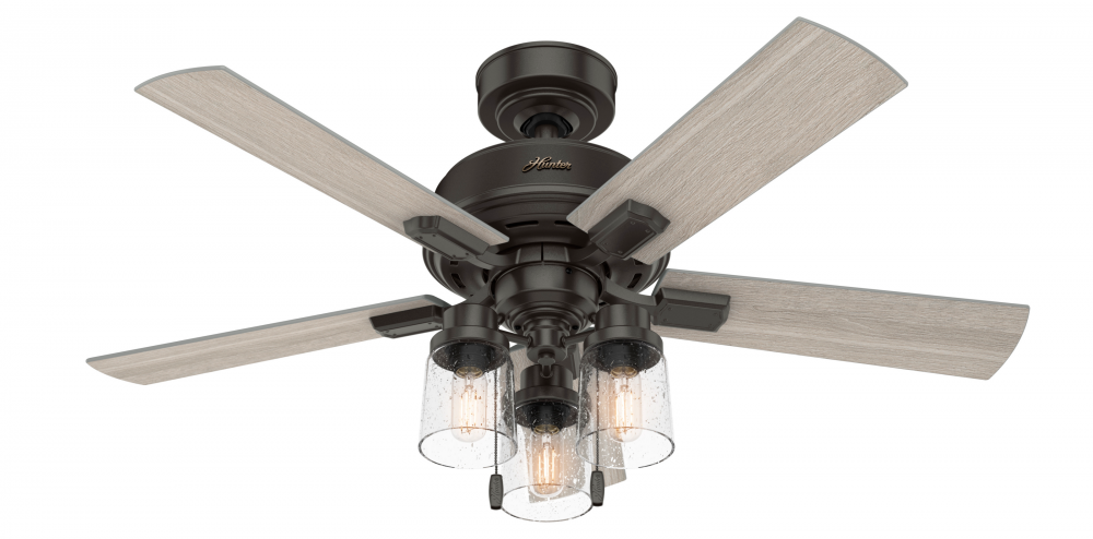 Hunter 44 inch Hartland Noble Bronze Ceiling Fan with LED Light Kit and Pull Chain