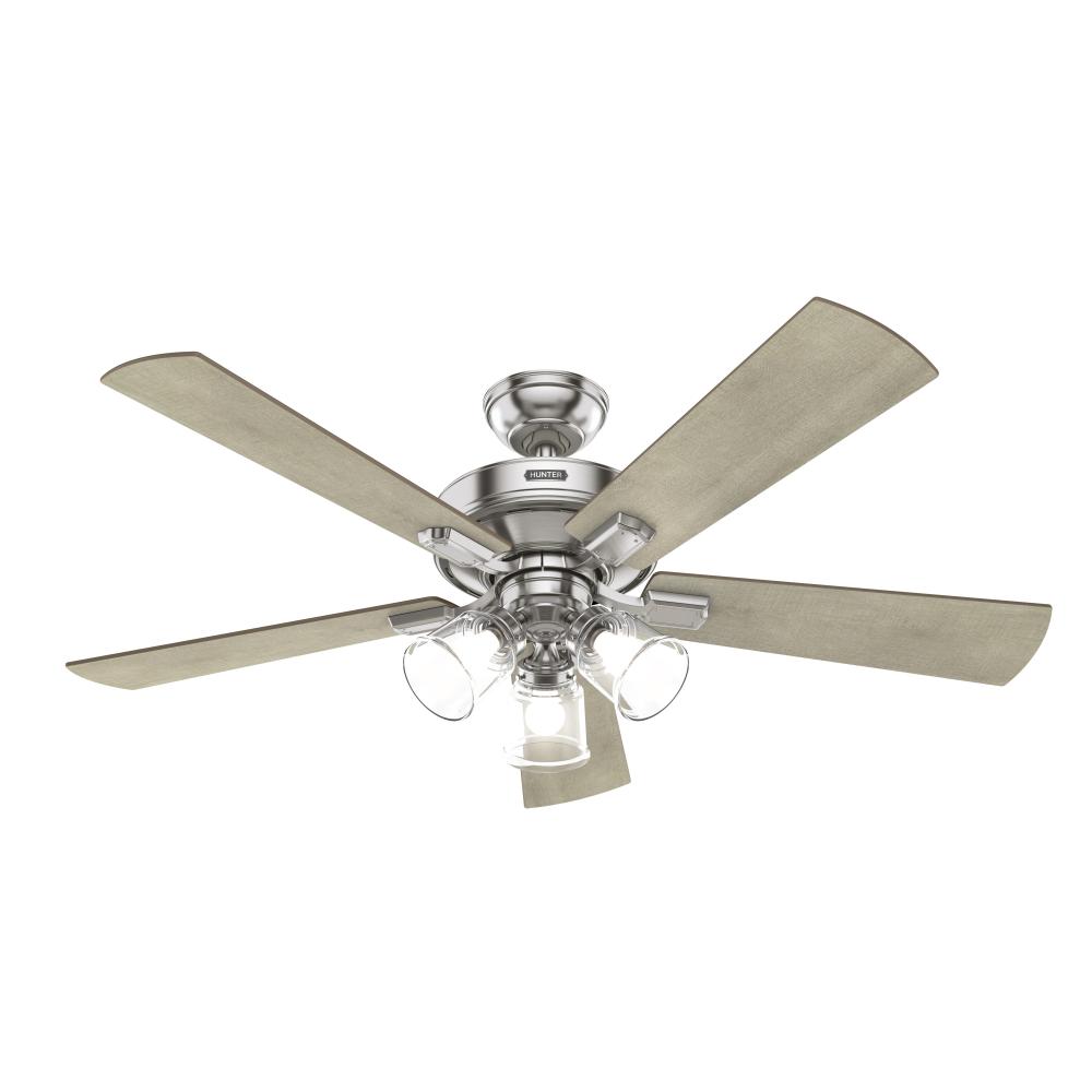 Hunter 52 inch Crestfield Brushed Nickel Ceiling Fan with LED Light Kit and Handheld Remote
