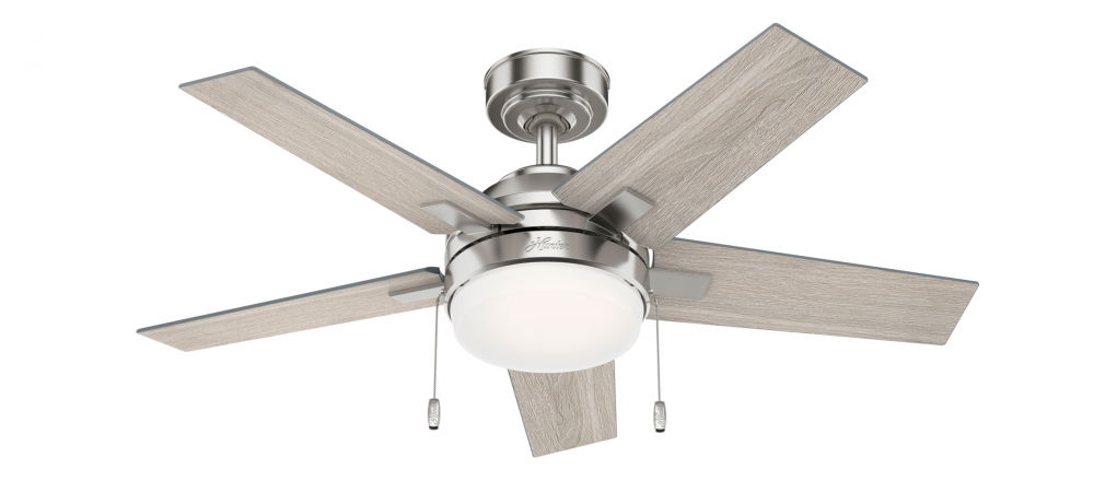 Hunter 44 inch Bartlett Brushed Nickel Ceiling Fan with LED Light Kit and Pull Chain