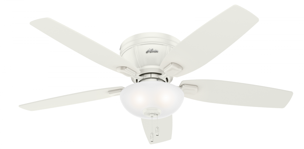 Hunter 52 inch Kenbridge Fresh White Low Profile Ceiling Fan with LED Light Kit and Pull Chain