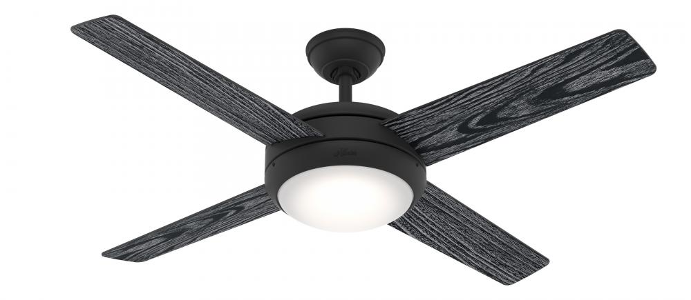 Hunter 52 inch Marconi Matte Black Ceiling Fan with LED Light Kit and Wall Control