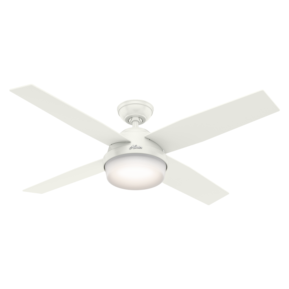 Hunter 52 inch Dempsey Fresh White Damp Rated Ceiling Fan with LED Light Kit and Handheld Remote