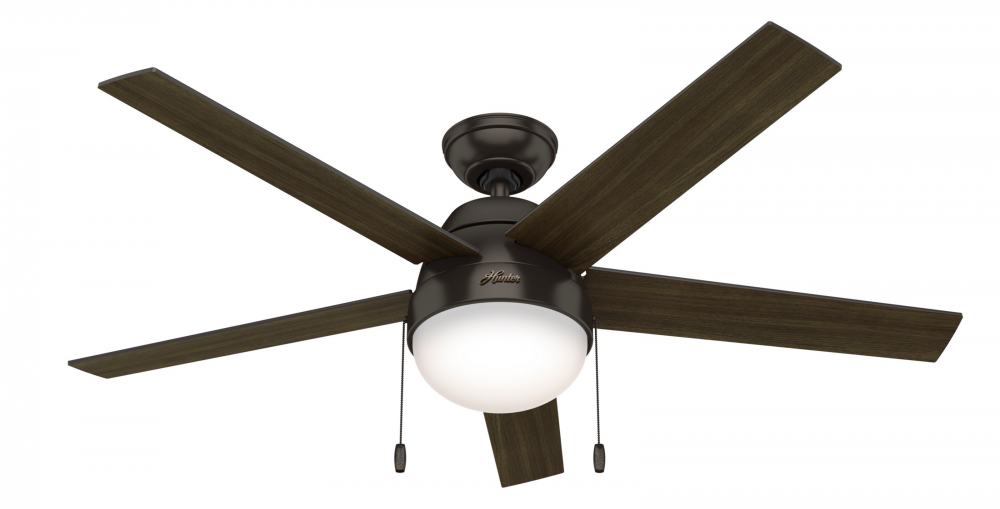 Hunter 52 inch Anslee Premier Bronze Ceiling Fan with LED Light Kit and Pull Chain