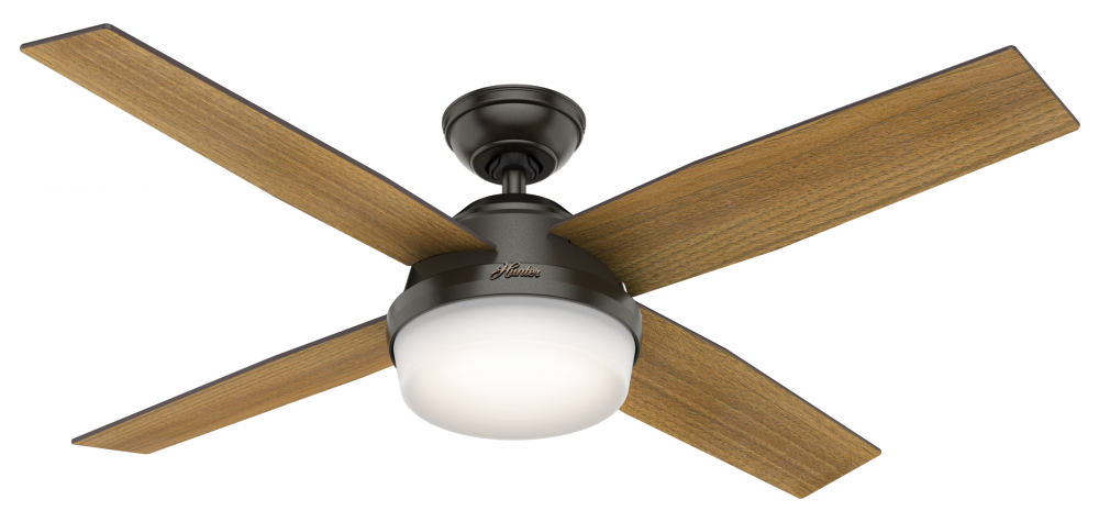 Hunter 52 inch Dempsey Noble Bronze Ceiling Fan with LED Light Kit and Handheld Remote
