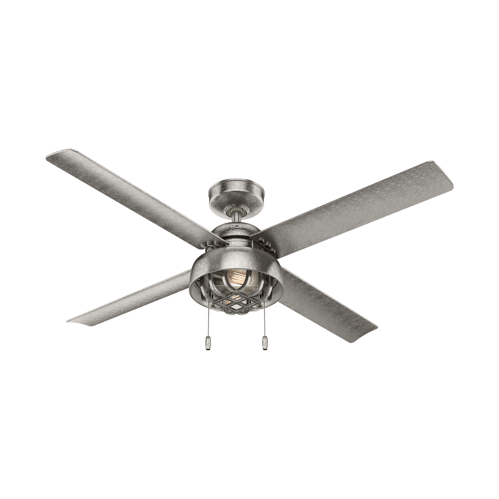 Hunter 52 inch Spring Mill Painted Galvanized Damp Rated Ceiling Fan with LED Light Kit and Pull Cha