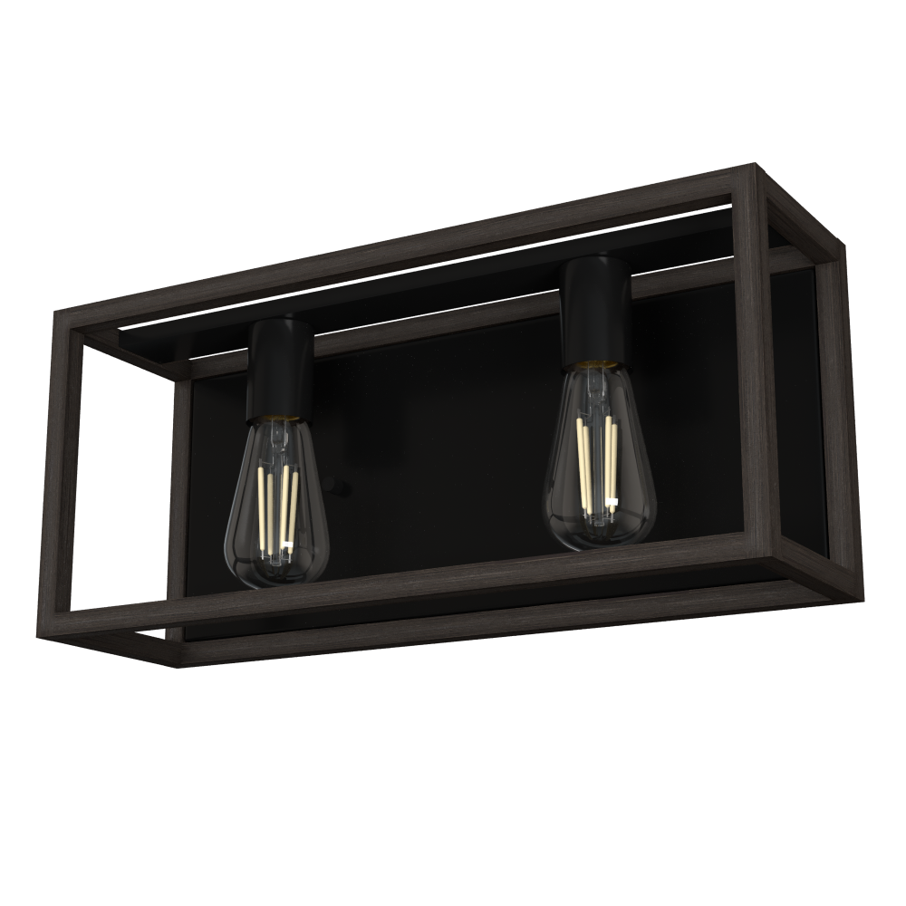 Hunter Squire Manor Matte Black and Dark Ash 2 Light Bathroom Vanity Wall Light Fixture