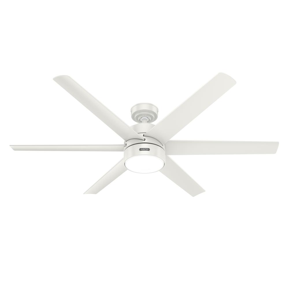 Hunter 60 inch Solaria Fresh White Damp Rated Ceiling Fan with LED Light Kit and Wall Control