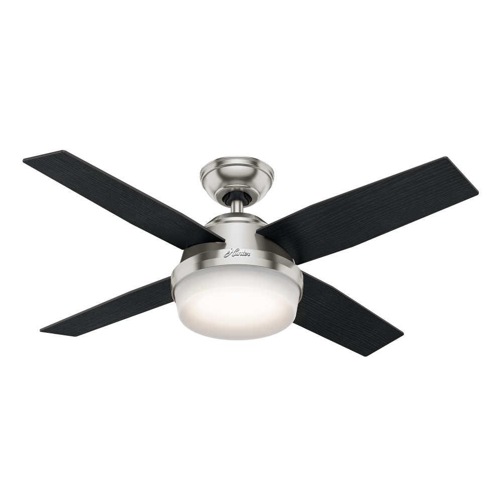 Hunter 44 inch Dempsey Brushed Nickel Ceiling Fan with LED Light Kit and Handheld Remote