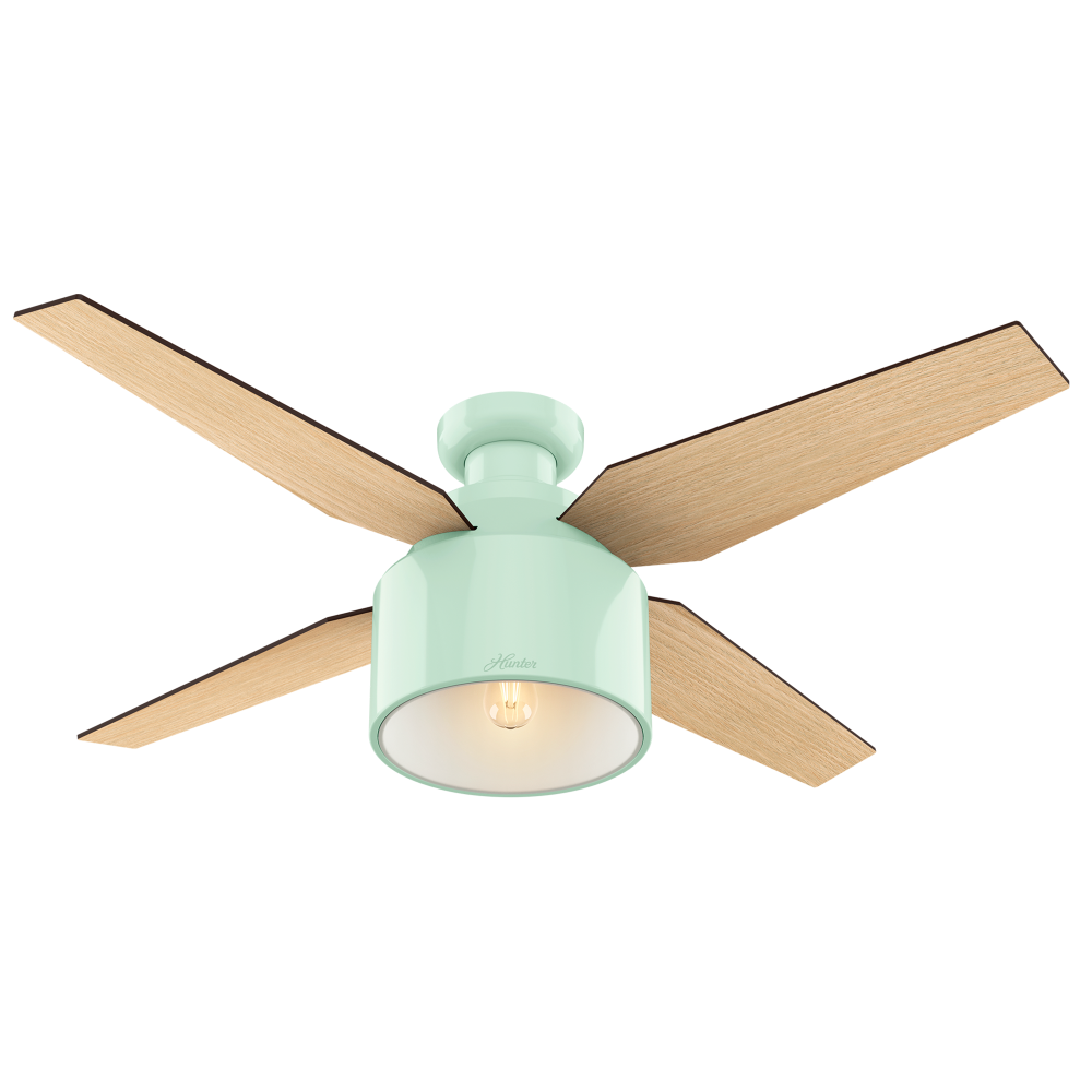 Hunter 52 inch Cranbrook Mint Low Profile Ceiling Fan with LED Light Kit and Handheld Remote