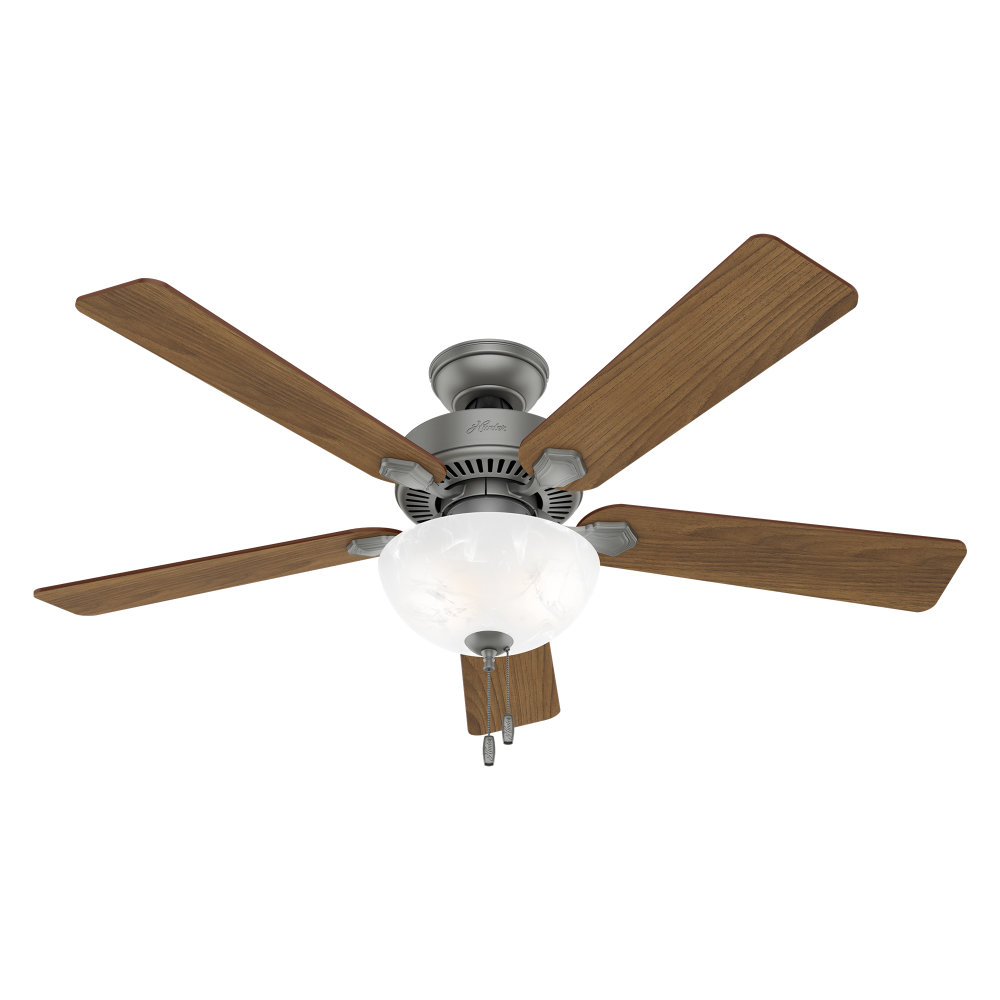 Hunter 52 inch Swanson Matte Silver Ceiling Fan with LED Light Kit and Pull Chain