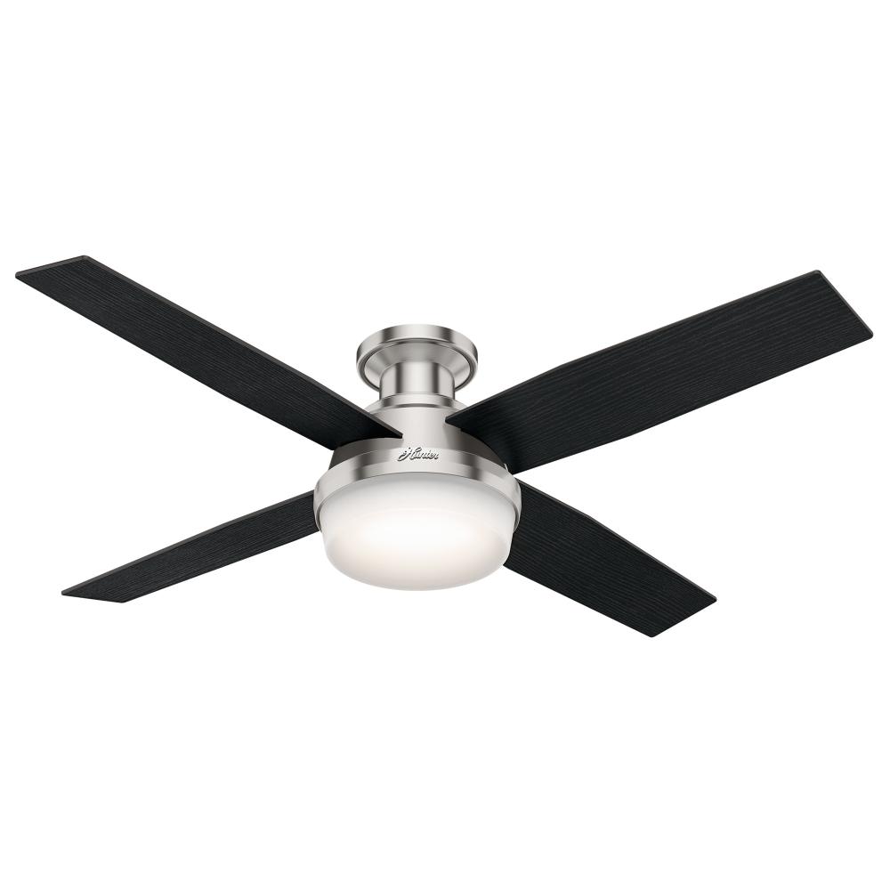 Hunter 52 inch Dempsey Brushed Nickel Low Profile Ceiling Fan with LED Light Kit and Handheld Remote