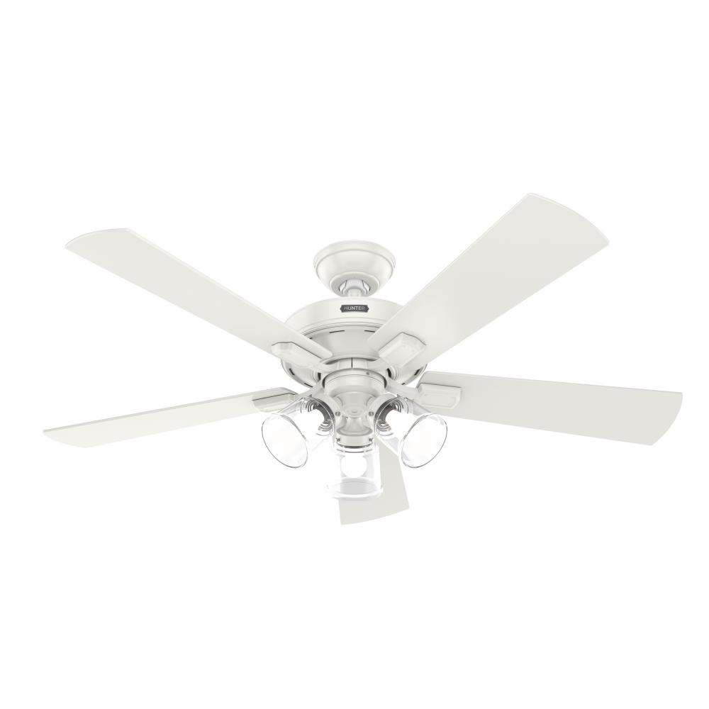 Hunter 52 inch Crestfield Fresh White Ceiling Fan with LED Light Kit and Handheld Remote