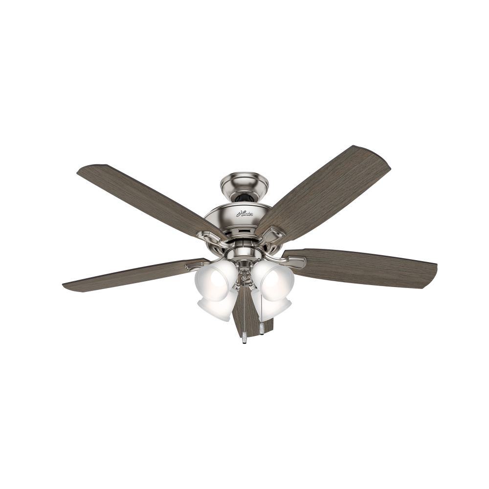 Hunter 52 inch Amberlin Brushed Nickel Ceiling Fan with LED Light Kit and Pull Chain