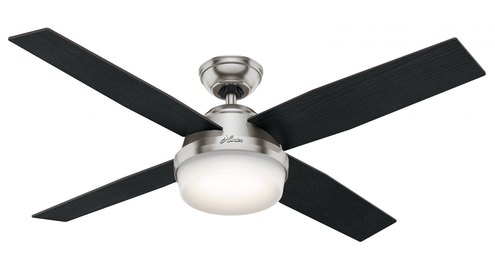 Hunter 52 inch Dempsey Brushed Nickel Ceiling Fan with LED Light Kit and Handheld Remote