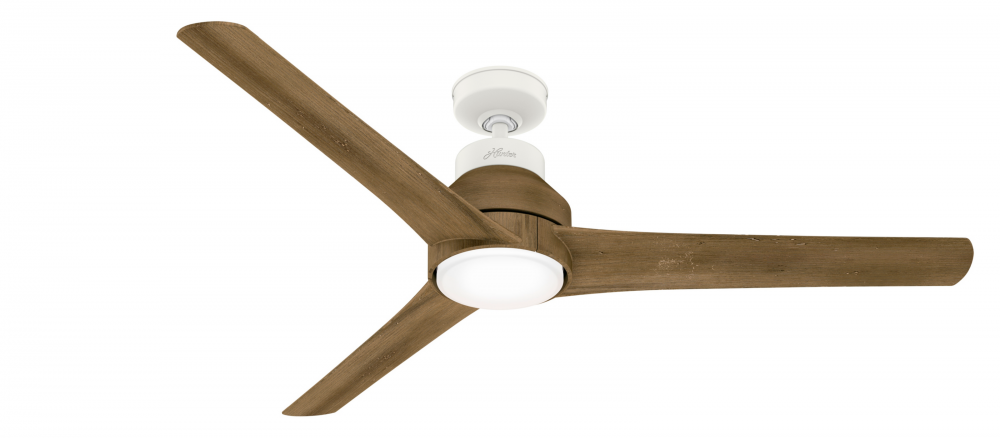 Hunter 60 inch Lakemont Matte White Damp Rated Ceiling Fan with LED Light Kit and Handheld Remote