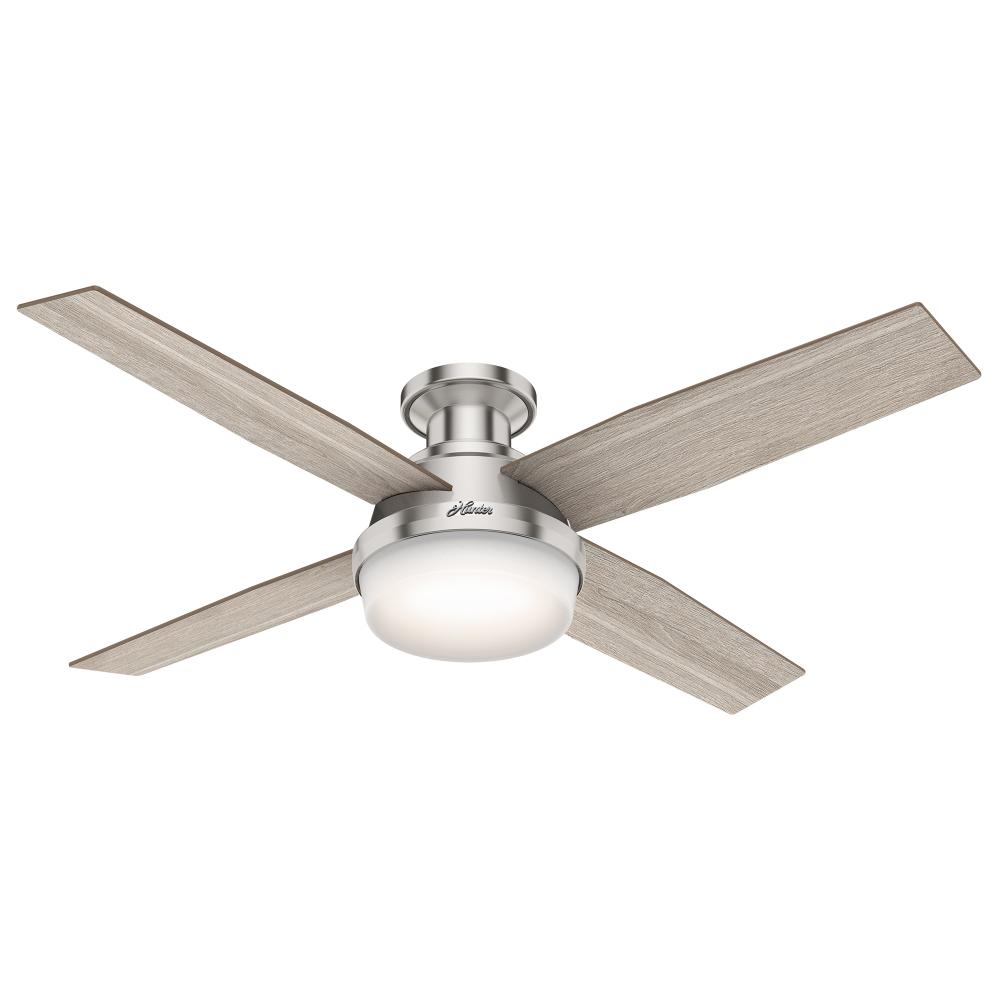 Hunter 52 inch Dempsey Brushed Nickel Low Profile Ceiling Fan with LED Light Kit and Handheld Remote