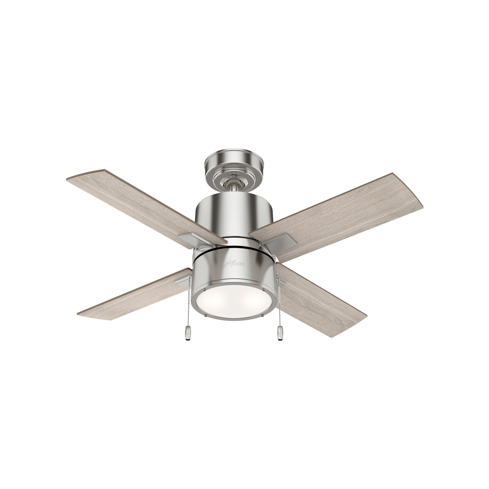 Hunter 42 inch Beck Brushed Nickel Ceiling Fan with LED Light Kit and Pull Chain