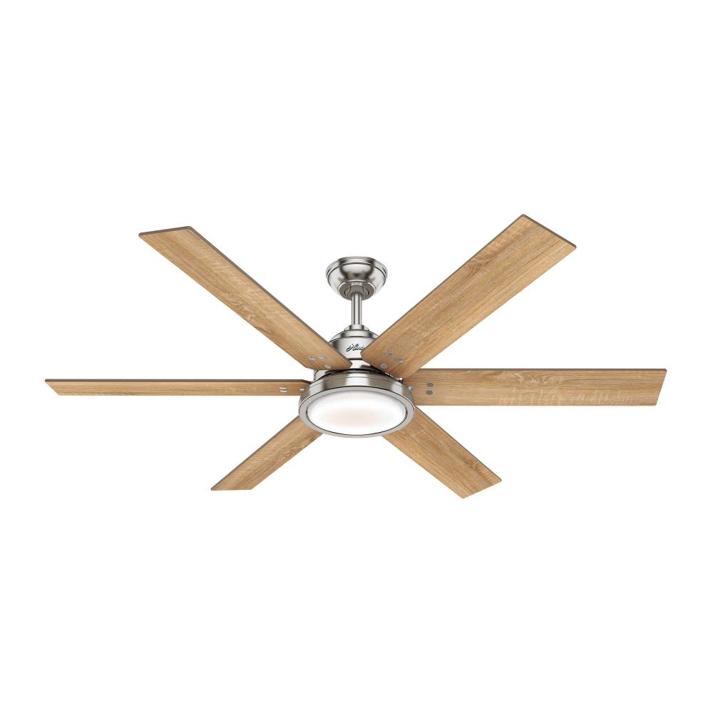 Hunter 60 inch Warrant Brushed Nickel Ceiling Fan with LED Light Kit and Wall Control