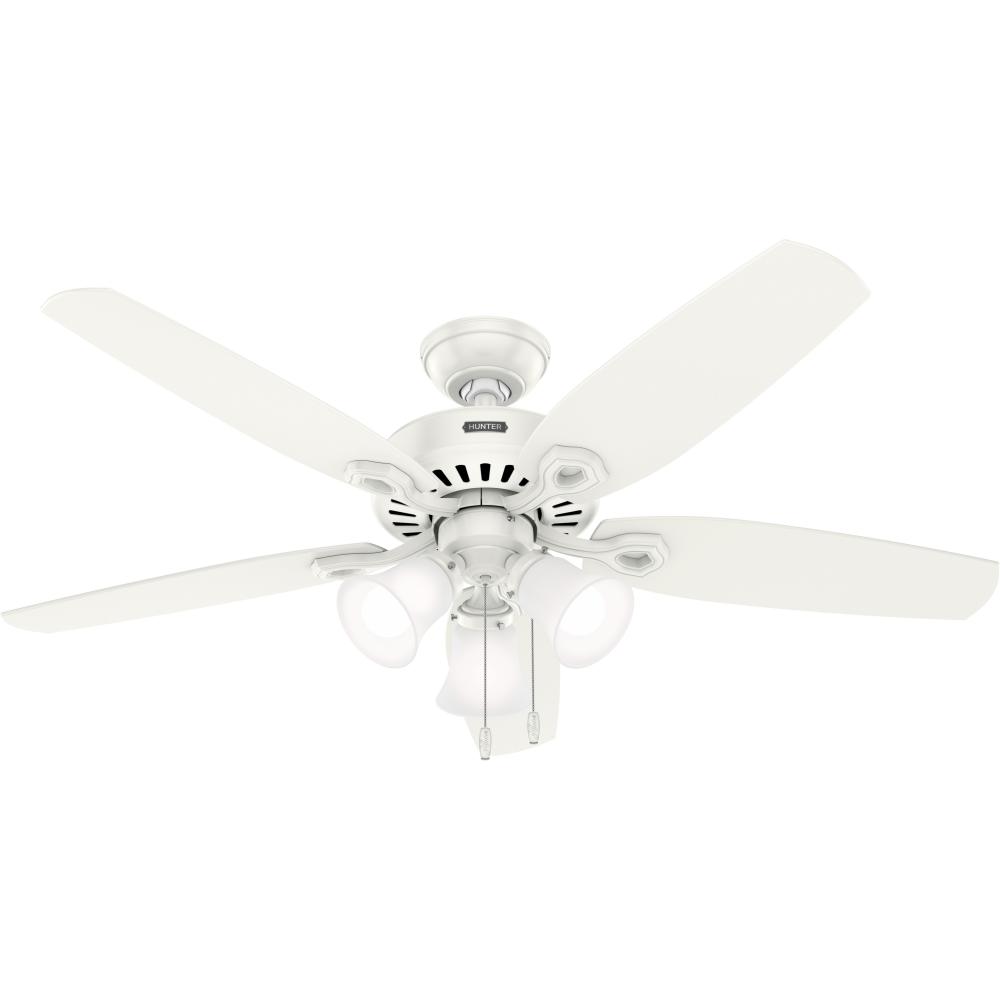 Hunter 52 inch Builder ENERGY STAR® Fresh White Ceiling Fan with LED Light Kit and Pull Chain