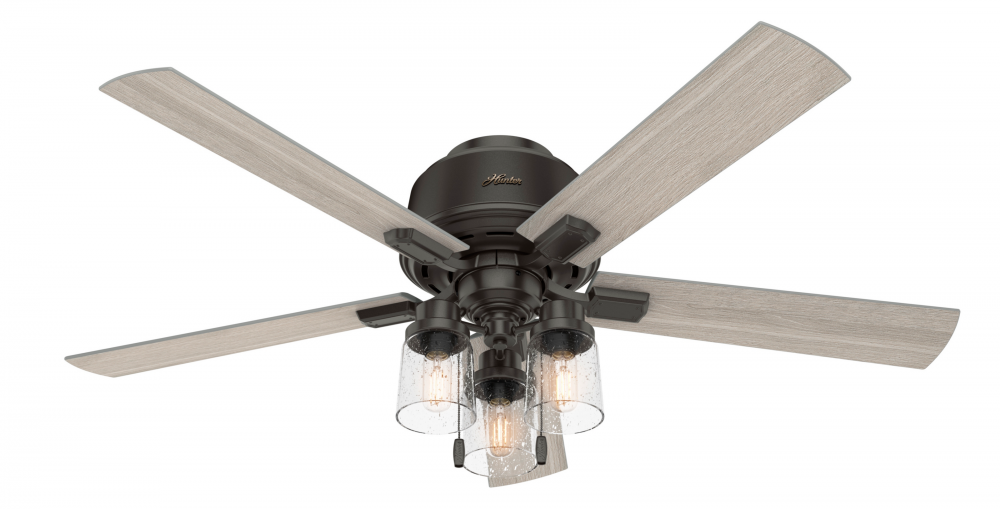 Hunter 52 inch Hartland Noble Bronze Low Profile Ceiling Fan with LED Light Kit and Pull Chain