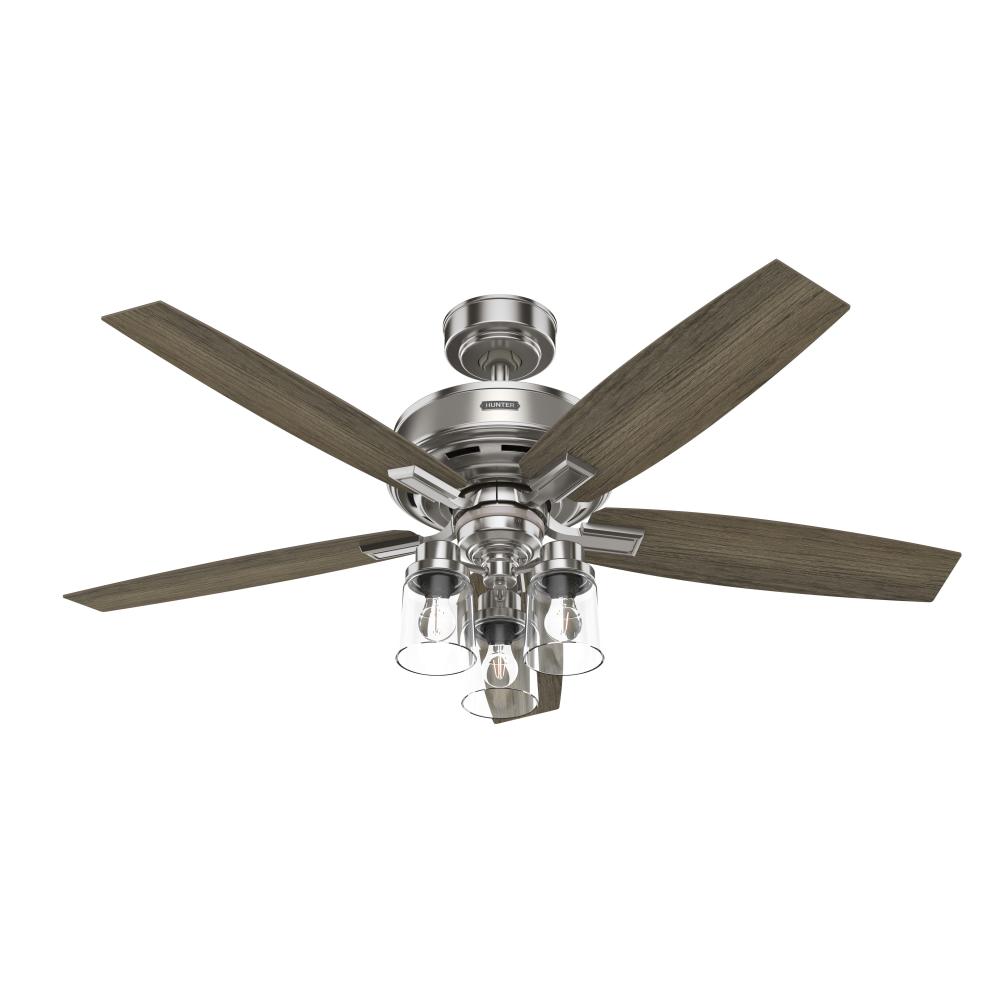 Hunter 52 inch Wi-Fi Ananova Brushed Nickel Ceiling Fan with LED Light Kit and Handheld Remote