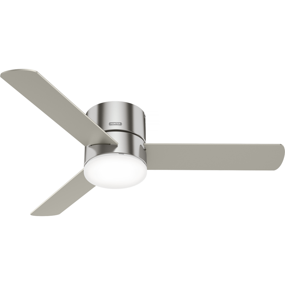 Hunter 52 inch Minimus Brushed Nickel Low Profile Ceiling Fan with LED Light Kit and Handheld Remote
