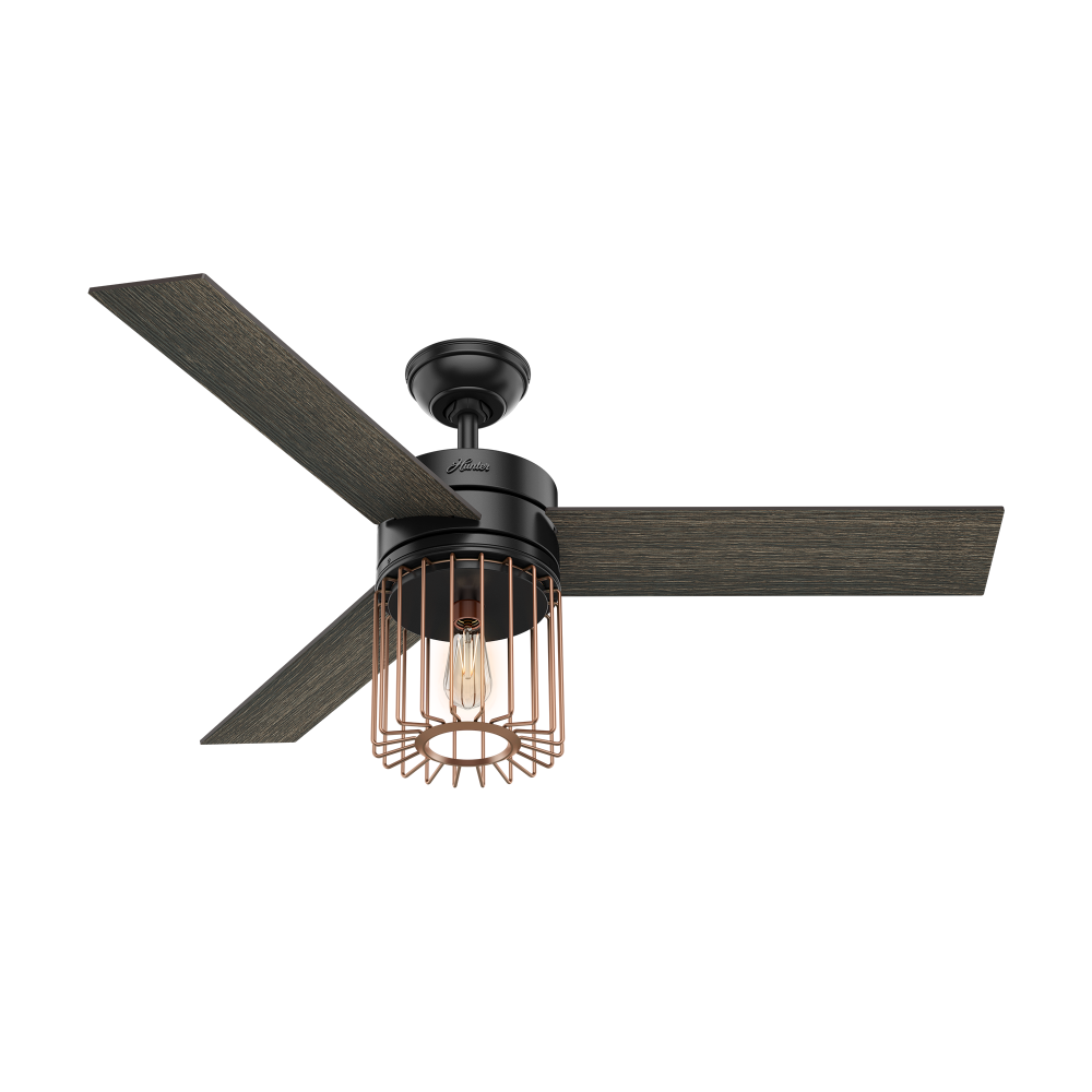 Hunter 52 inch Ronan Matte Black Ceiling Fan with LED Light Kit and Handheld Remote