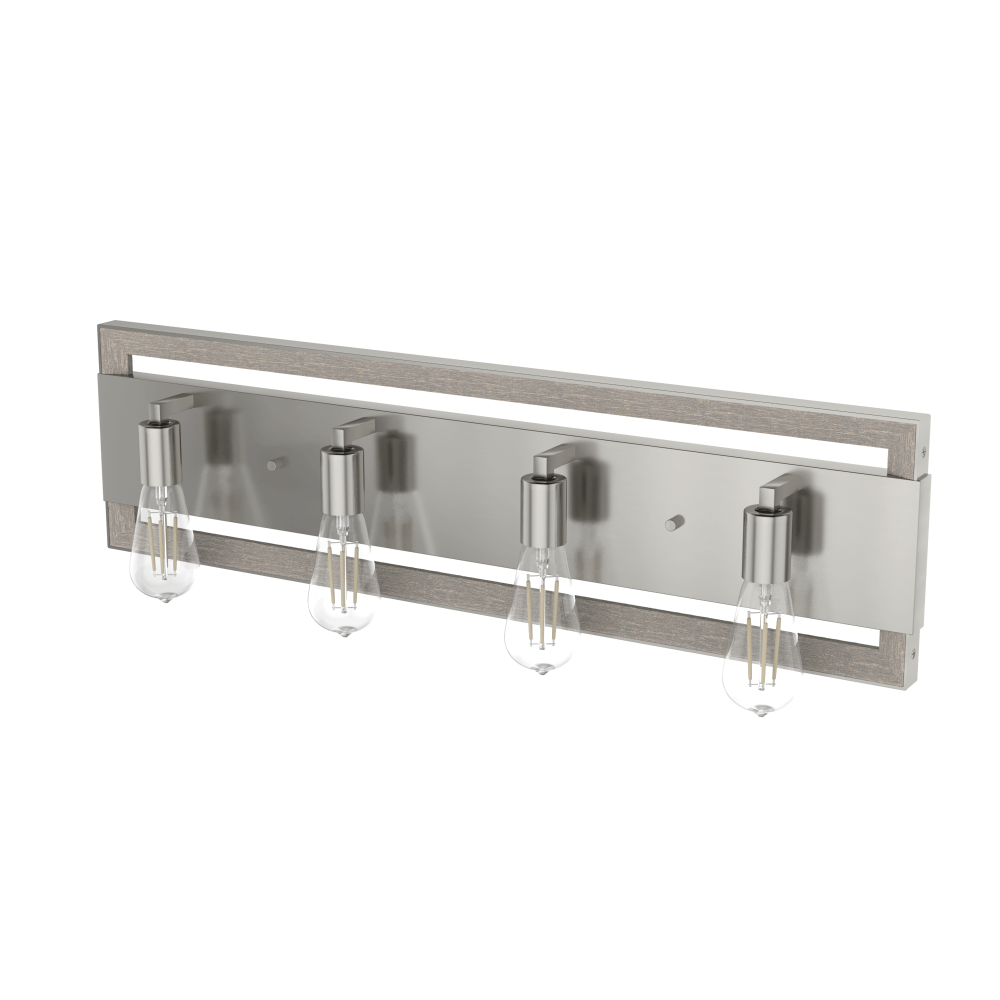 Hunter Woodburn Brushed Nickel 4 Light Bathroom Vanity Wall Light Fixture