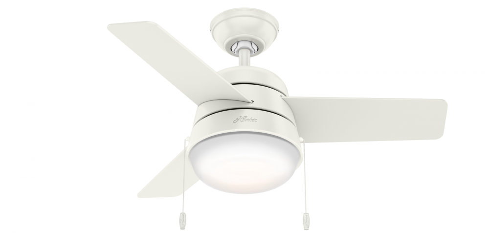 Hunter 36 inch Aker Fresh White Ceiling Fan with LED Light Kit and Pull Chain