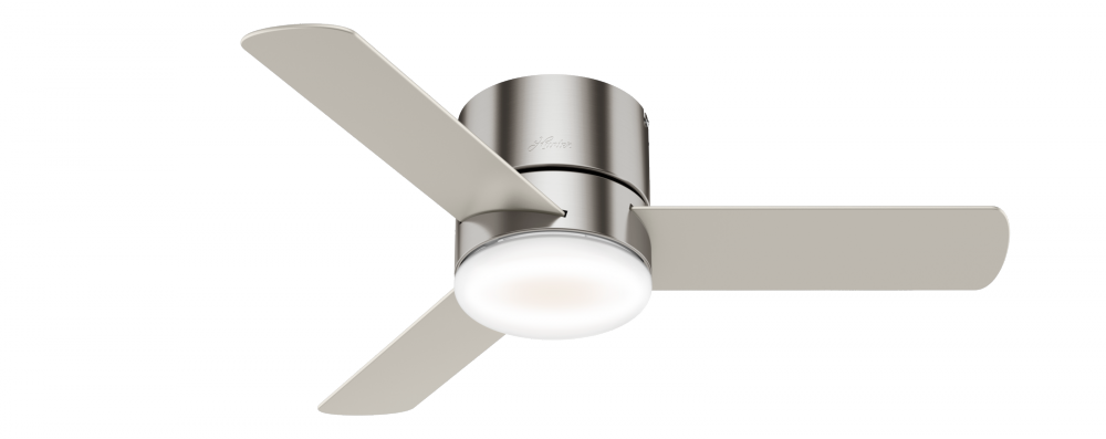 Hunter 44 inch Minimus Brushed Nickel Low Profile Ceiling Fan with LED Light Kit and Handheld Remote
