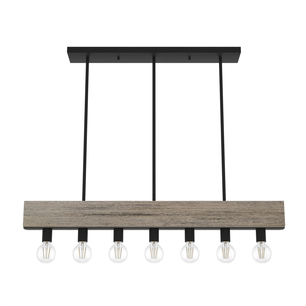 Hunter Donelson Rustic Iron and Barnwood 7 Light Chandelier Ceiling Light Fixture